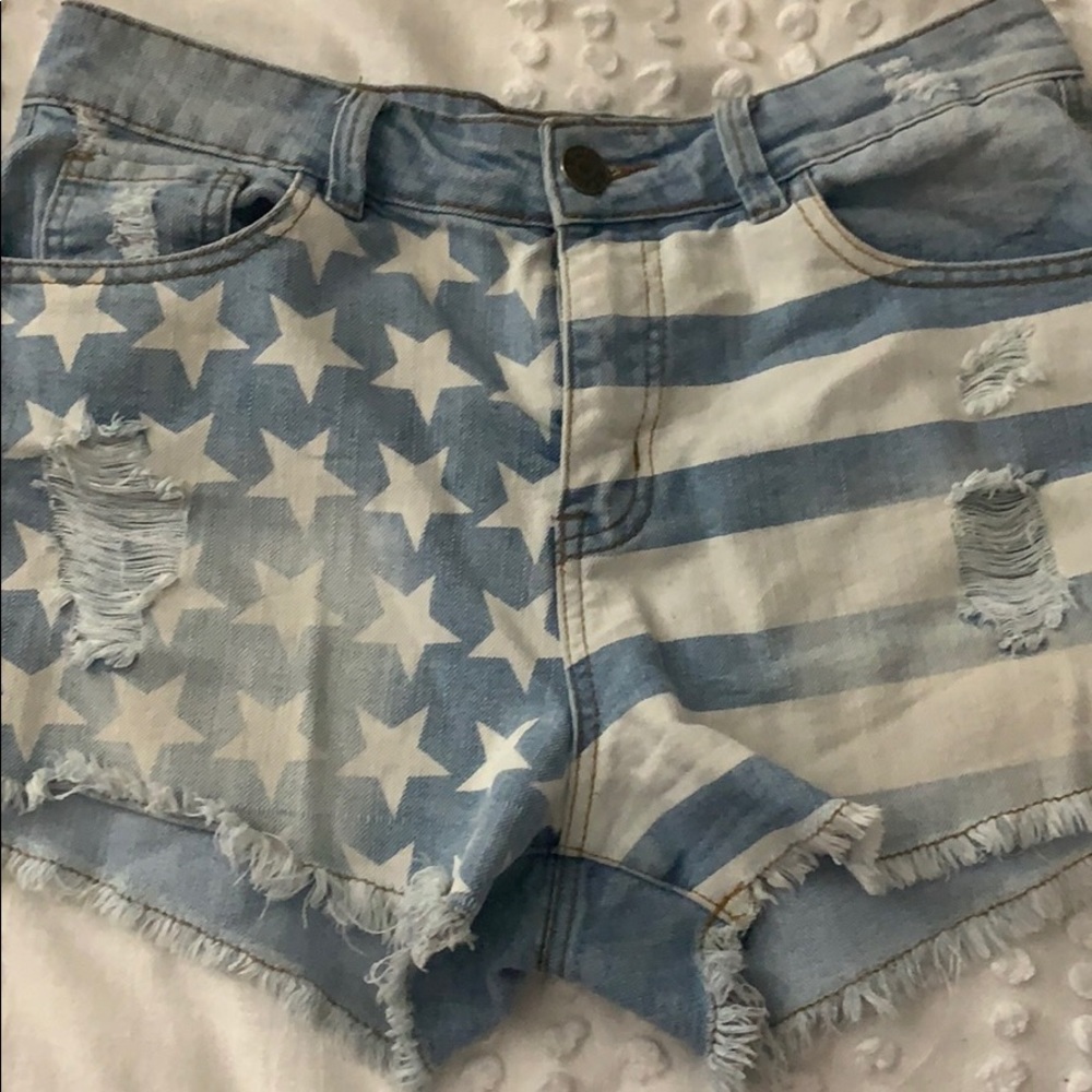 American flag high waisted shorts